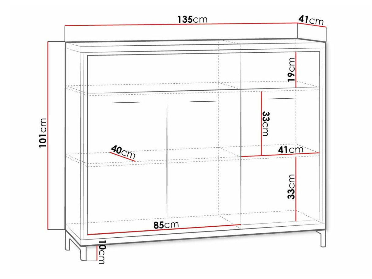 Komód MEDIOLAN 07 (Sarged SR07), Szín: Fényes fa, Led világítás: Nem, Lábak: Igen