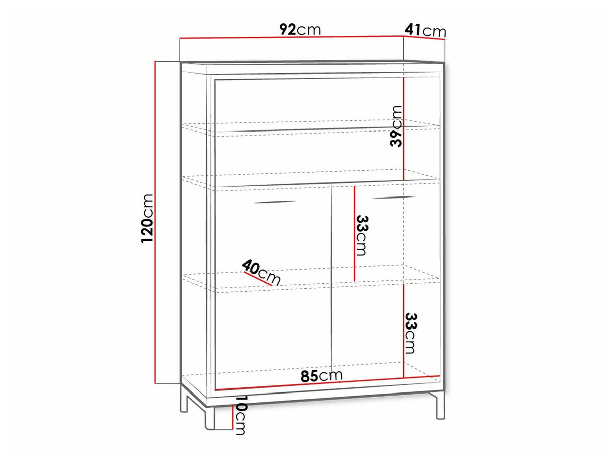 Komód MEDIOLAN 06 (Sarged SR06), Szín: Fényes fa + Tölgy, Led világítás: Igen, Lábak: Igen