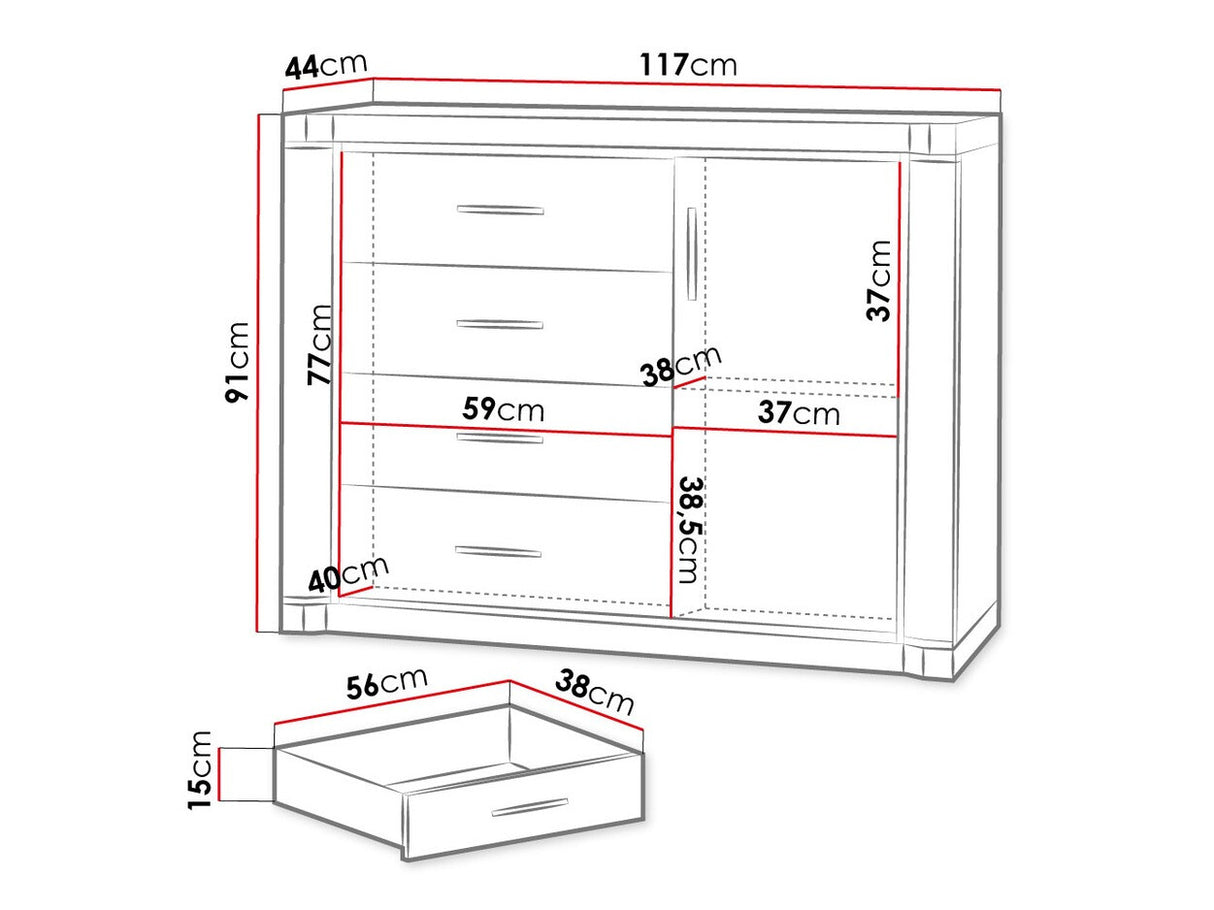 Komód Dallas D3, Szín: Triufel tölgy