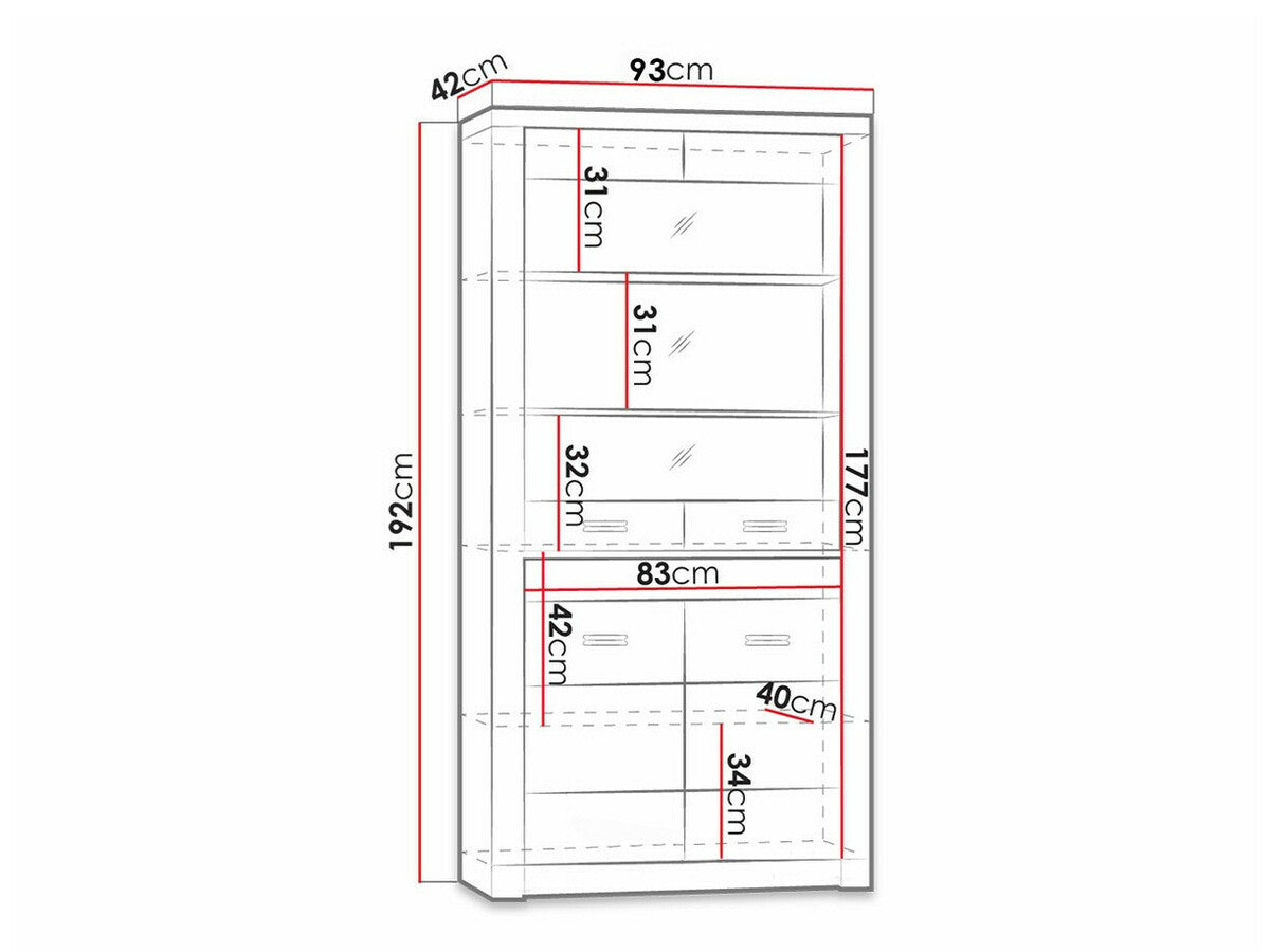 Könyvespolc Indianapolis (Nadia N03), Led világítás: Nem, Szín: Sötét kőris