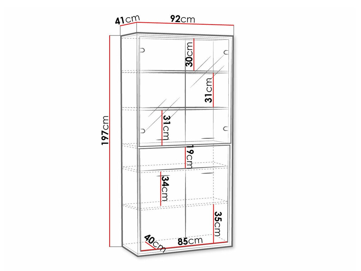 Könyvespolc Mediolan 03 (Sarged SR03), Szín: Fényes fa, Led világítás: Igen