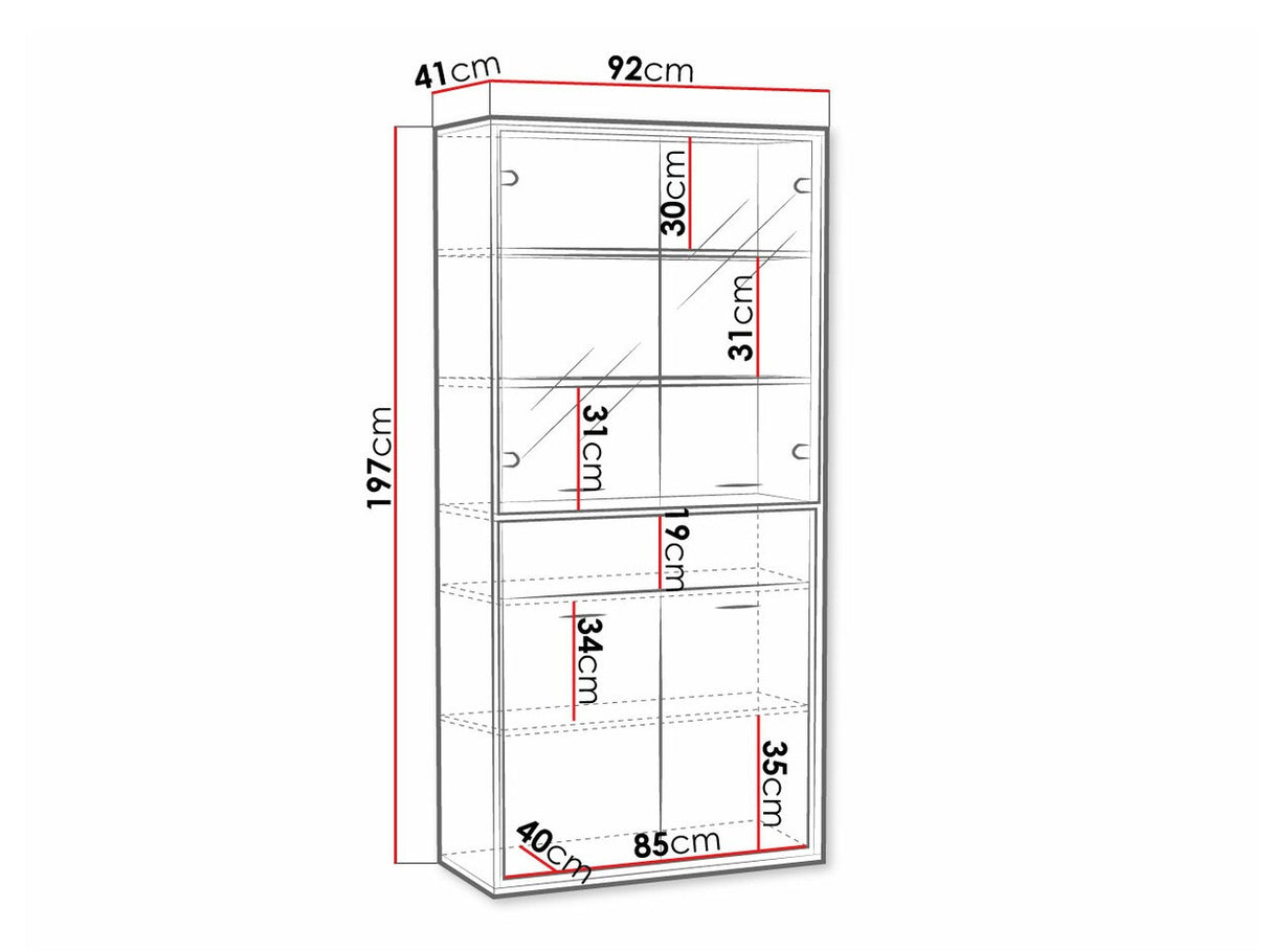 Könyvespolc Mediolan 03 (Sarged SR03), Szín: Fényes fa + Tölgy, Led világítás: Nem