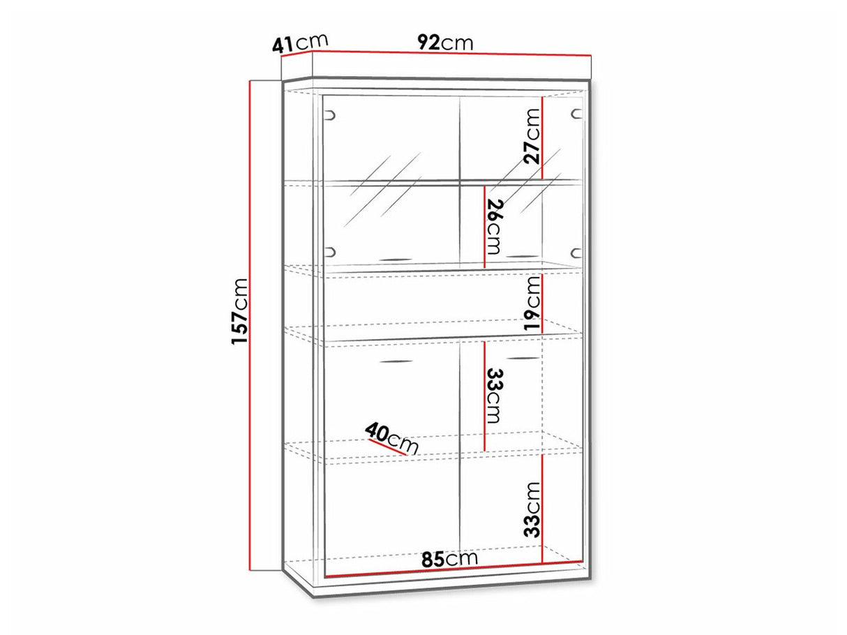 Könyvespolc Mediolan 05 (Sarged SR05), Szín: Fényes fa, Led világítás: Nem
