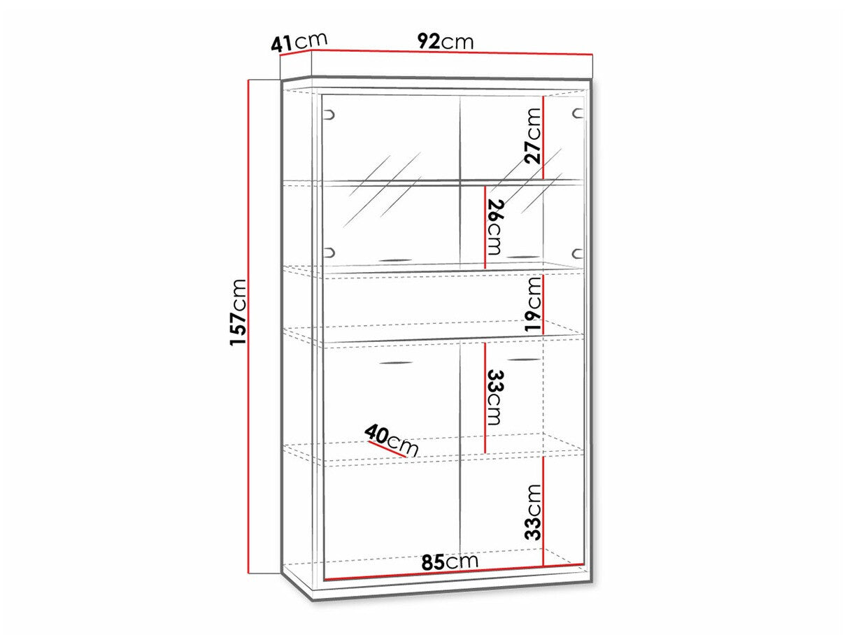 Könyvespolc Mediolan 05 (Sarged SR05), Szín: Fényes fa, Led világítás: Igen