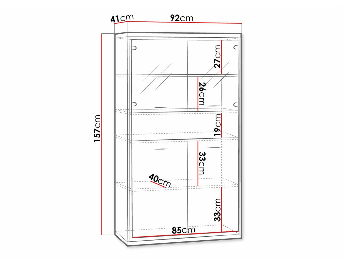 Könyvespolc Mediolan 05 (Sarged SR05), Szín: Fényes fa + Tölgy, Led világítás: Nem