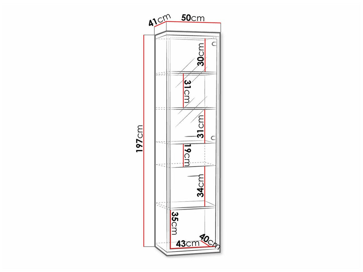 Könyvespolc Mediolan 04 (Sarged SR04), Szín: Fényes fa, Led világítás: Igen