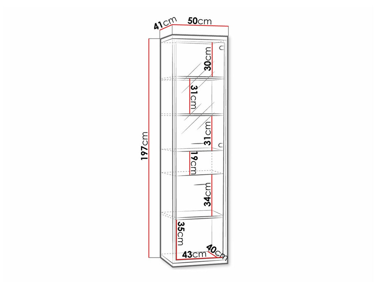 Könyvespolc Mediolan 04 (Sarged SR04), Fényes fa + Tölgy, Led világítás: Nem