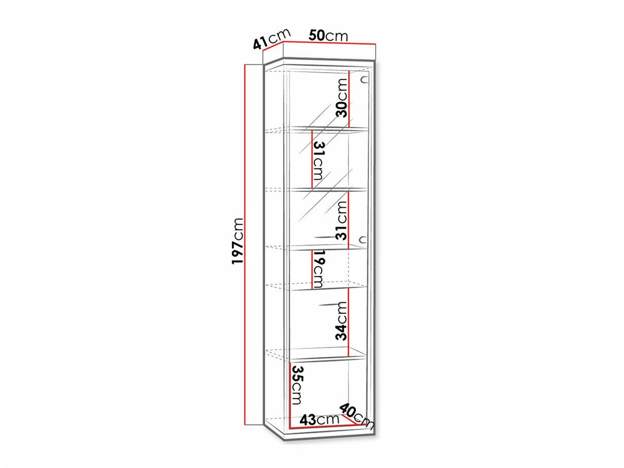 Könyvespolc Mediolan 04 (Sarged SR04), Fényes fa + Tölgy, Led világítás: Igen