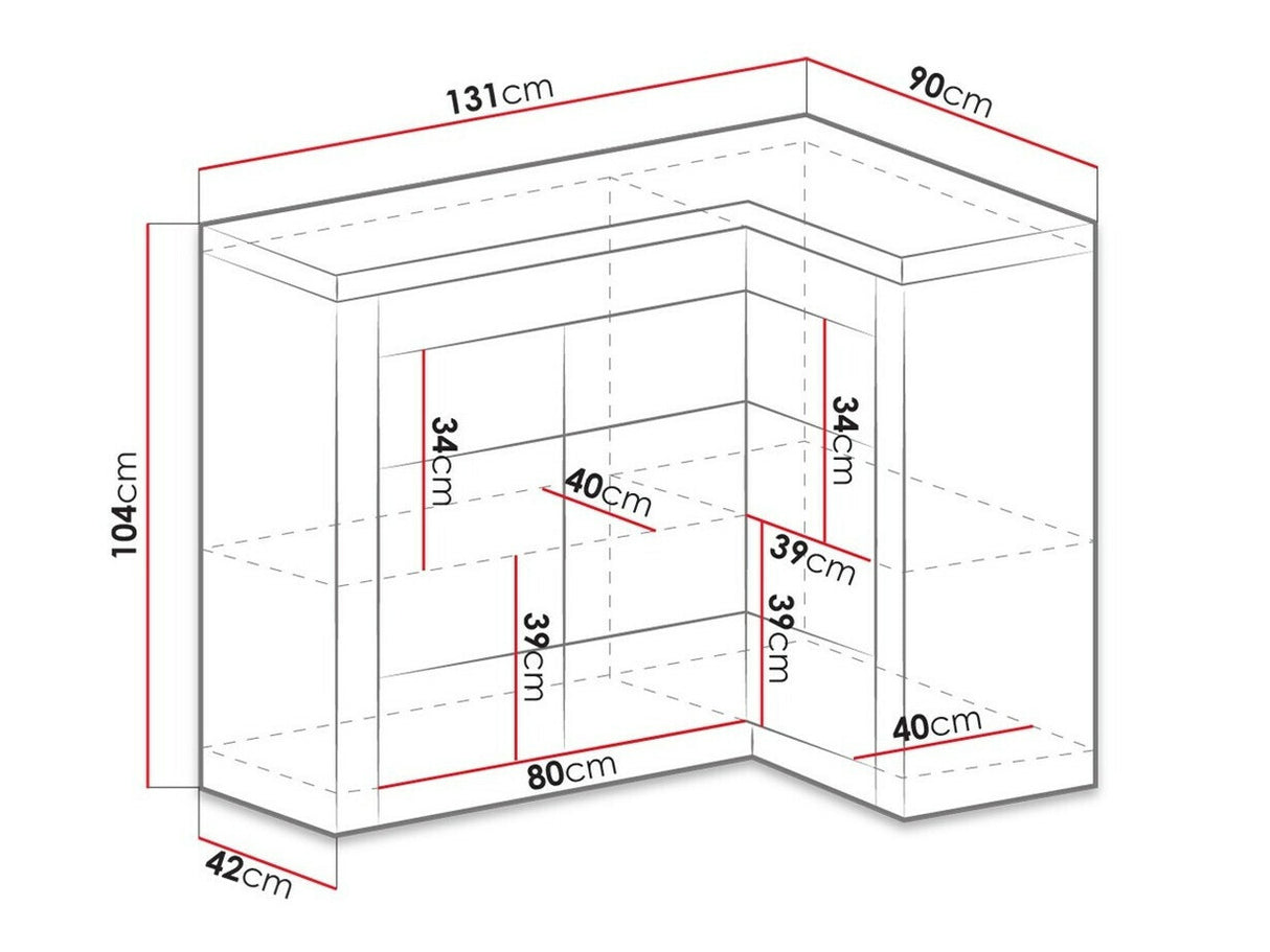Sarokszekrény Indianapolis (Nadia N15) K, Szín: Sötét kőris, Led világítás: Nem