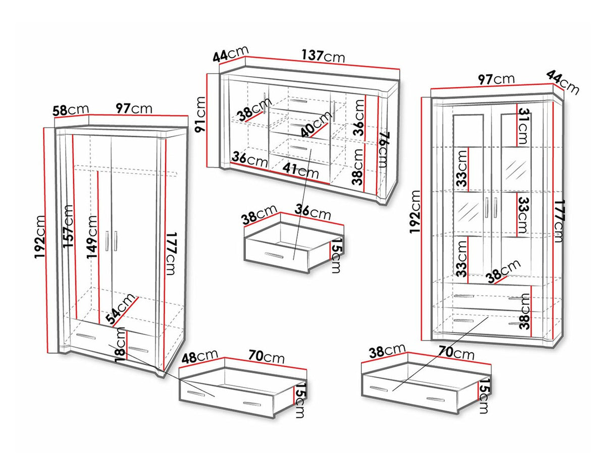 Nappali szett Dallas IV (Xavier) , Szín: Triufel tölgy, Led világítás: Igen, Könyvespolcok: Nem
