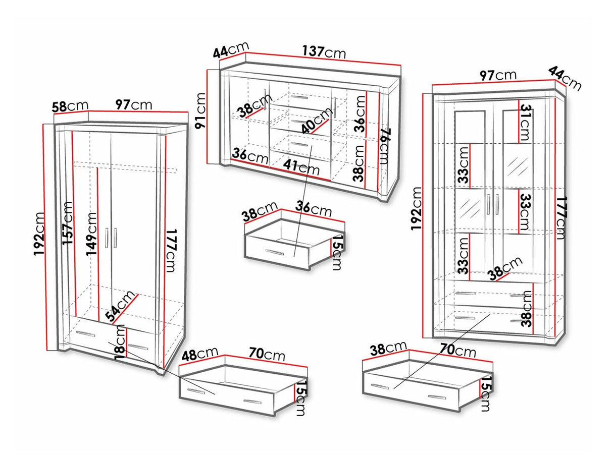 Nappali szett Dallas IV (Xavier) , Szín: Sonoma tölgy, Led világítás: Nem, Könyvespolcok: Nem