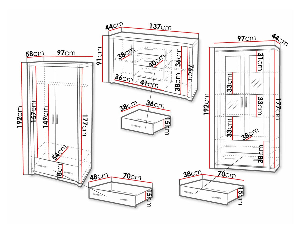 Nappali szett Dallas IV (Xavier) , Szín: Sonoma tölgy, Led világítás: Nem, Könyvespolcok: Igen