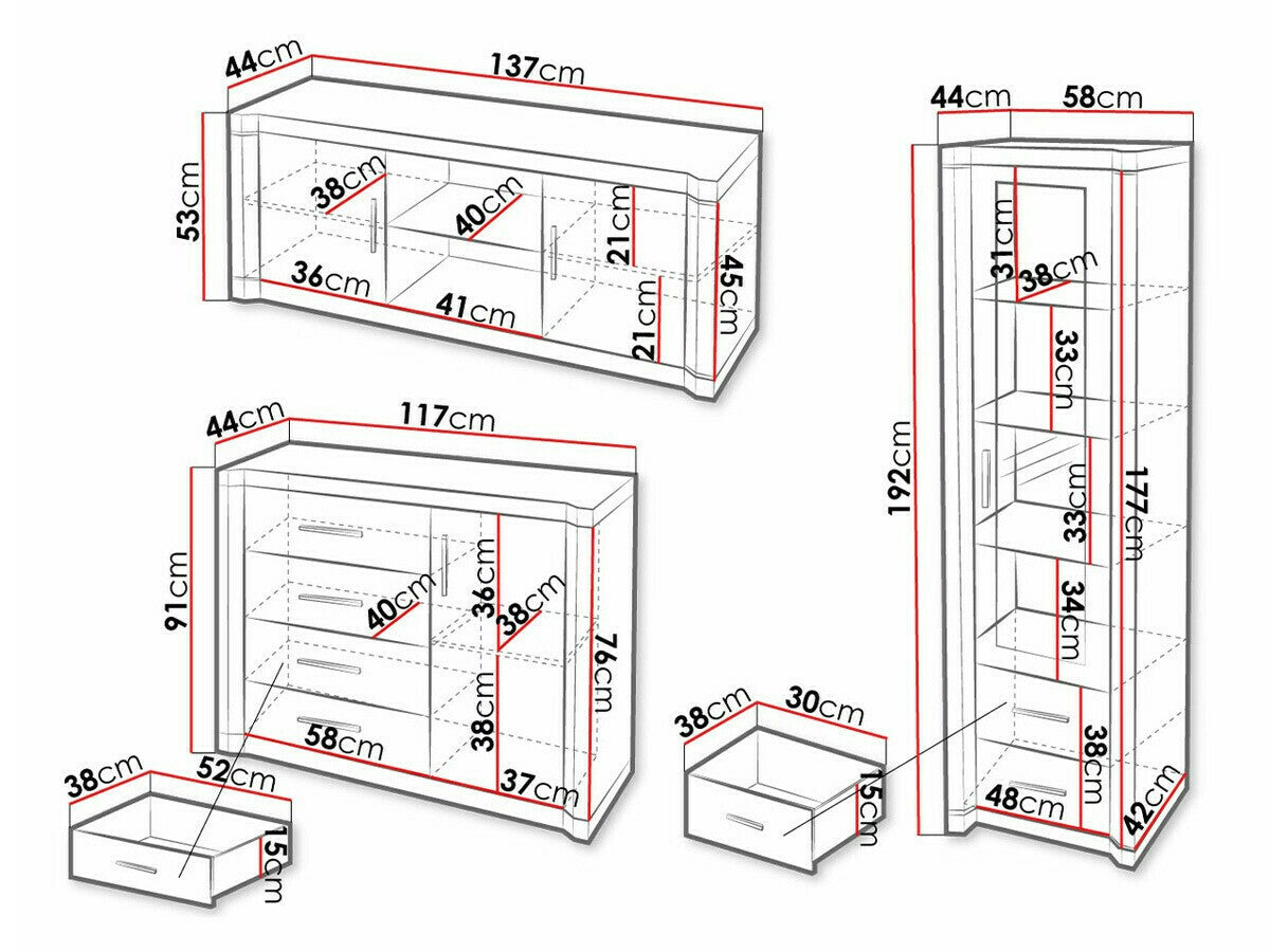Nappali szett Dallas I (Xavier), Szín: Triufel tölgy, Led világítás: Igen