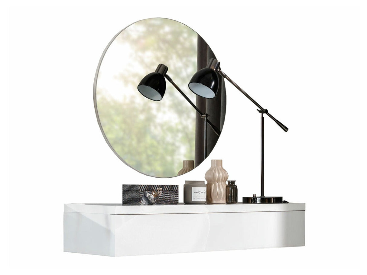 Fésülködő asztal NAVENE I, Szín: Fehér + Fényes fehér