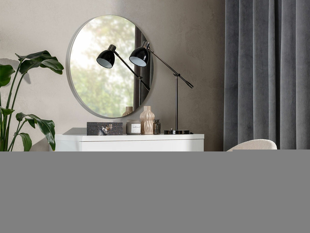 Fésülködő asztal NAVENE I, Szín: Fehér + Fényes fehér