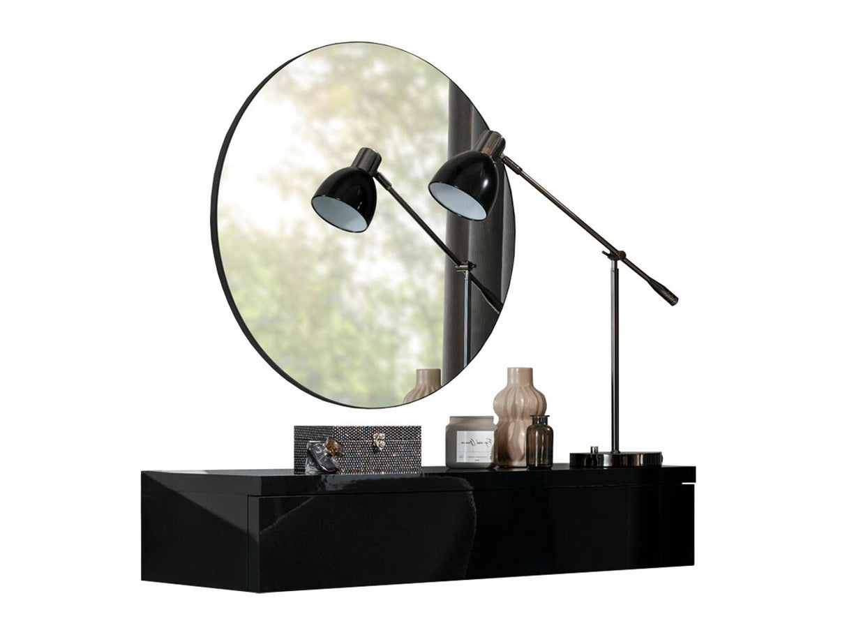 Fésülködő asztal NAVENE I, Szín: Fekete + Fényes fekete