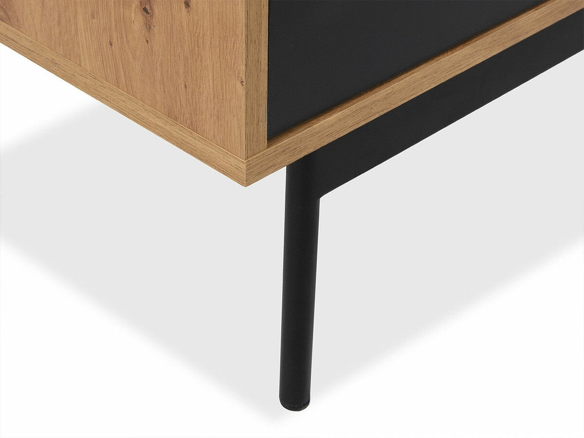 Könyvespolc Witryna 1D3SZ BARTISE Dąb Artisan/Czarny (Brulpin), Led világítás: Igen