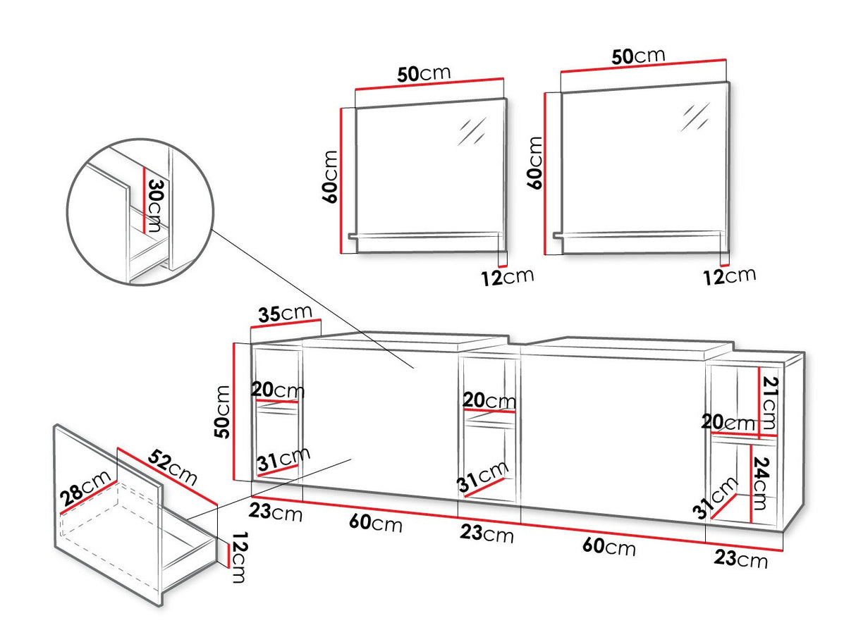 Fürdőszoba garnitúra Meble łazienkowe NEXSO IV, Szín: Fehér