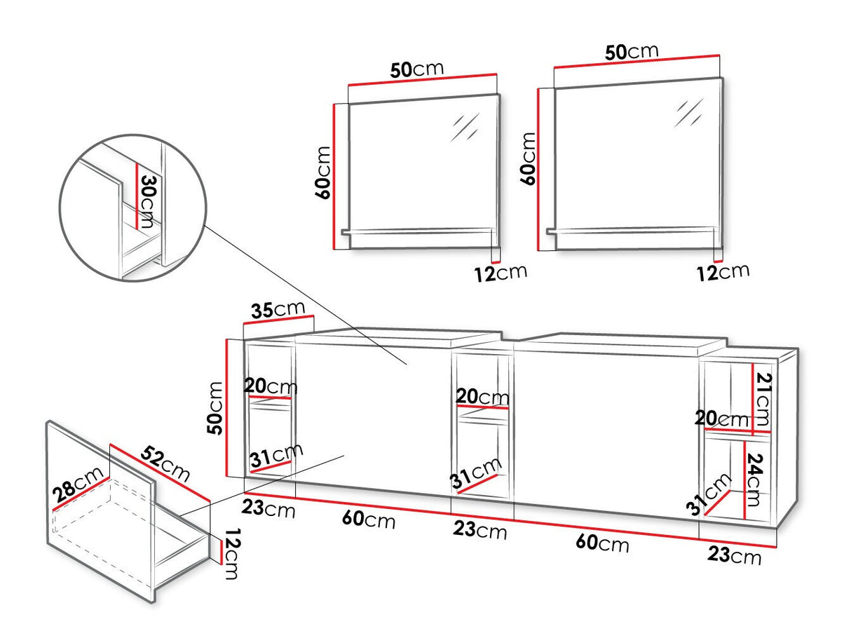 Fürdőszoba garnitúra Meble łazienkowe NEXSO IV, Szín: Fekete + Grafit