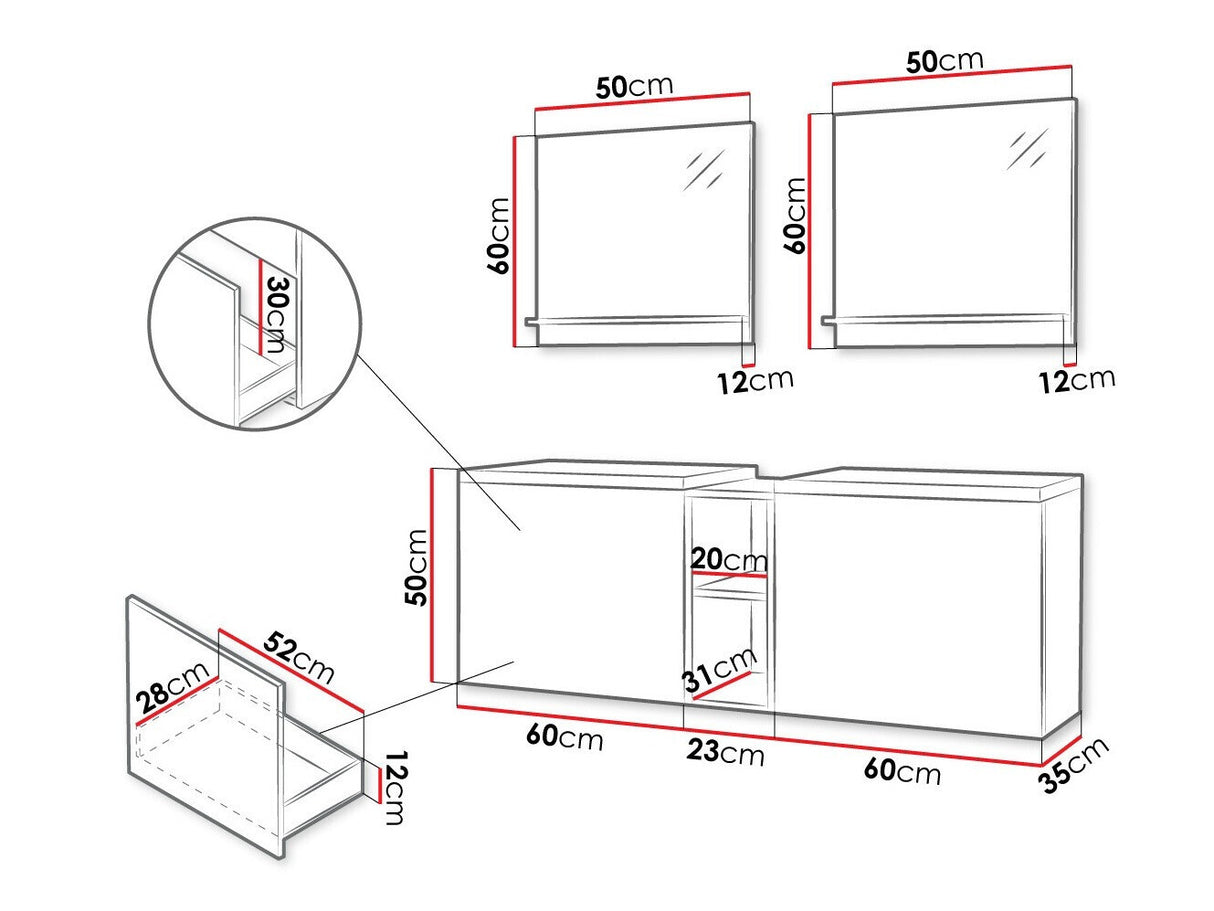 Fürdőszoba garnitúra Meble łazienkowe NEXSO VI, Szín: Fehér