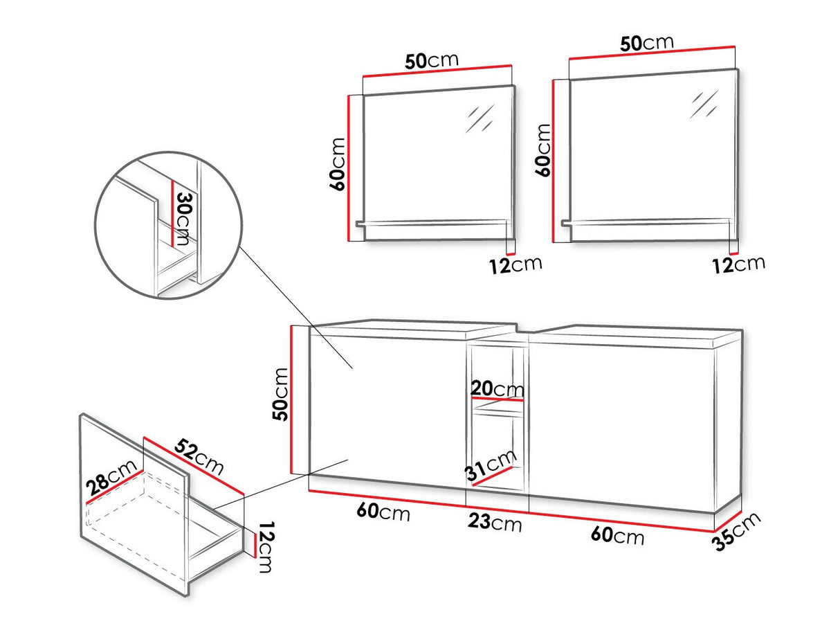 Fürdőszoba garnitúra Meble łazienkowe NEXSO VI, Szín: Fekete + Grafit