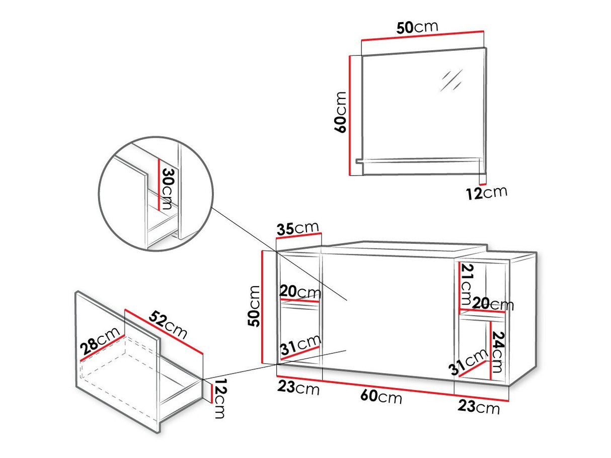 Fürdőszoba garnitúra Meble łazienkowe NEXSO IX (Najrip), Szín: Fehér