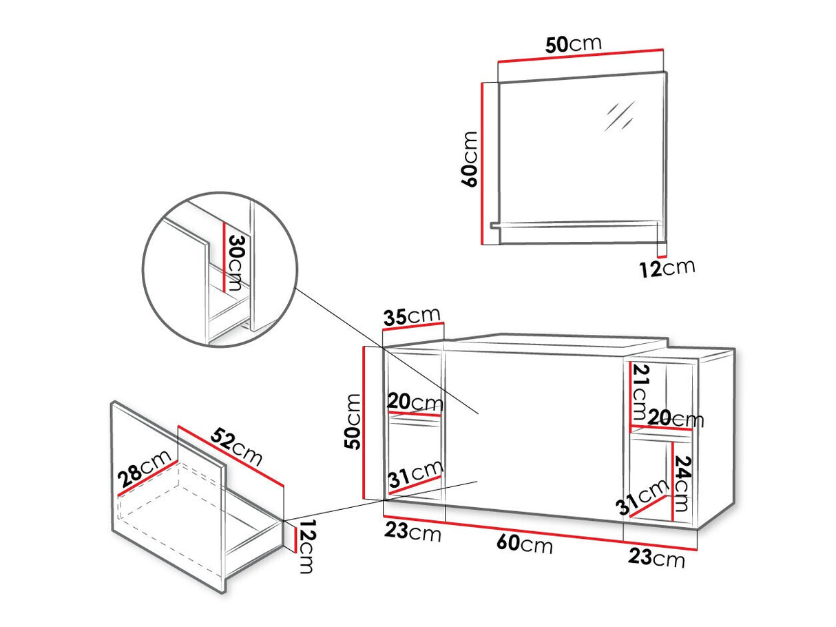 Fürdőszoba garnitúra Meble łazienkowe NEXSO IX (Najrip), Szín: Fekete + Grafit