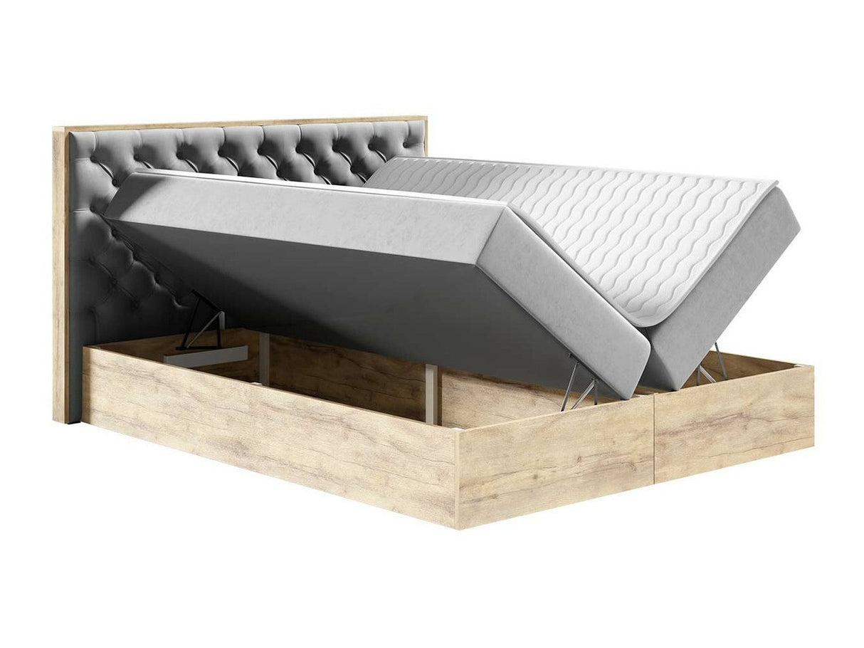 Kontinentális ágy WOOD 3 (Madaris 3), Szín: Wotan tölgy + Faro 4, Alvó felület mérete: 160 x 200 cm