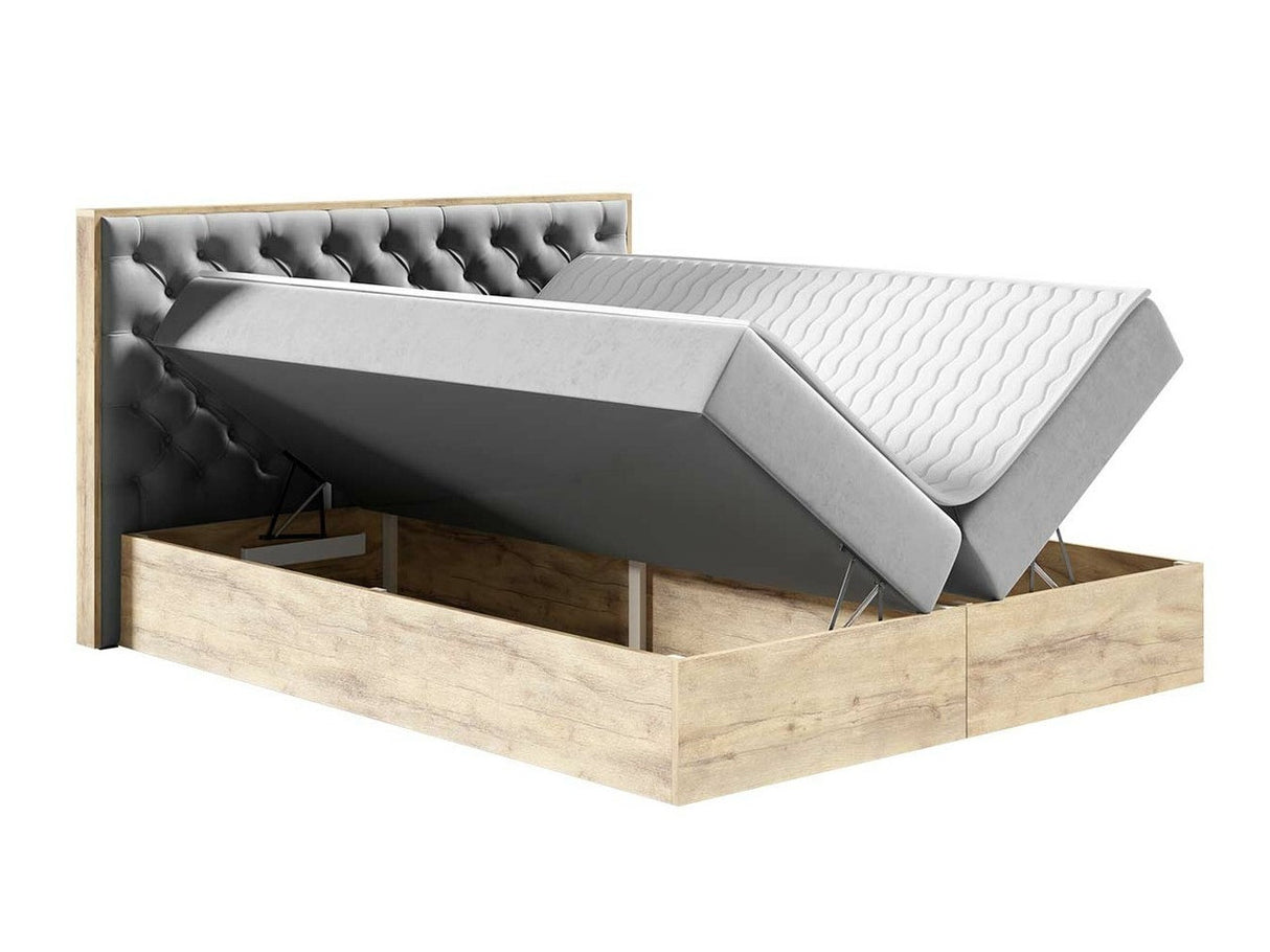 Kontinentális ágy WOOD 3 (Madaris 3), Szín: Wotan tölgy + Faro 5, Alvó felület mérete: 140 x 200 cm