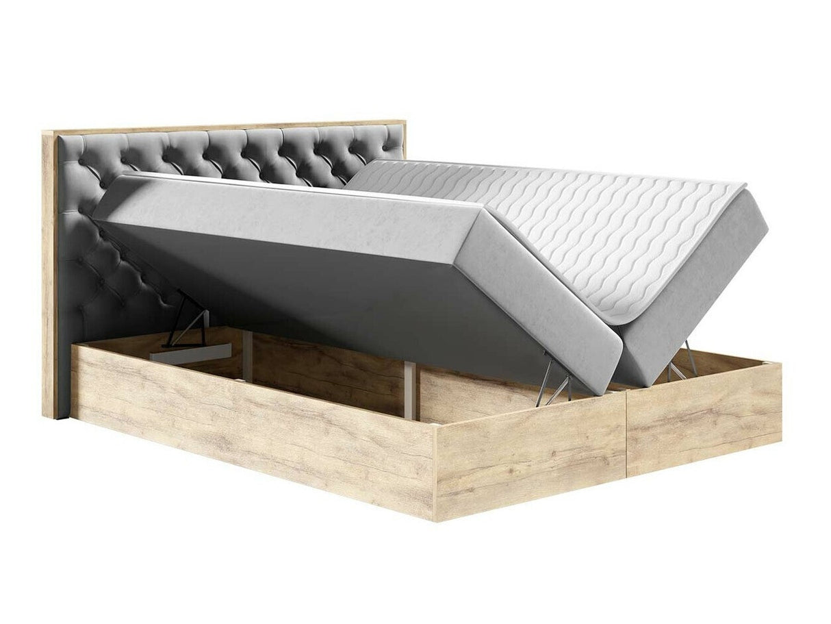 Kontinentális ágy WOOD 3 (Madaris 3), Szín: Wotan tölgy + Faro 5, Alvó felület mérete: 180 x 200 cm