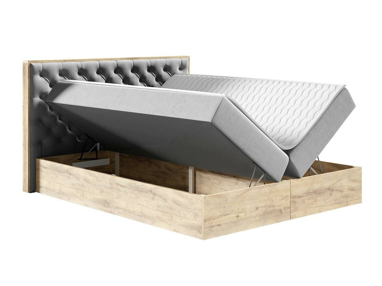 Kontinentális ágy WOOD 3 (Madaris 3), Szín: Wotan tölgy + Faro 5, Alvó felület mérete: 200 x 200 cm