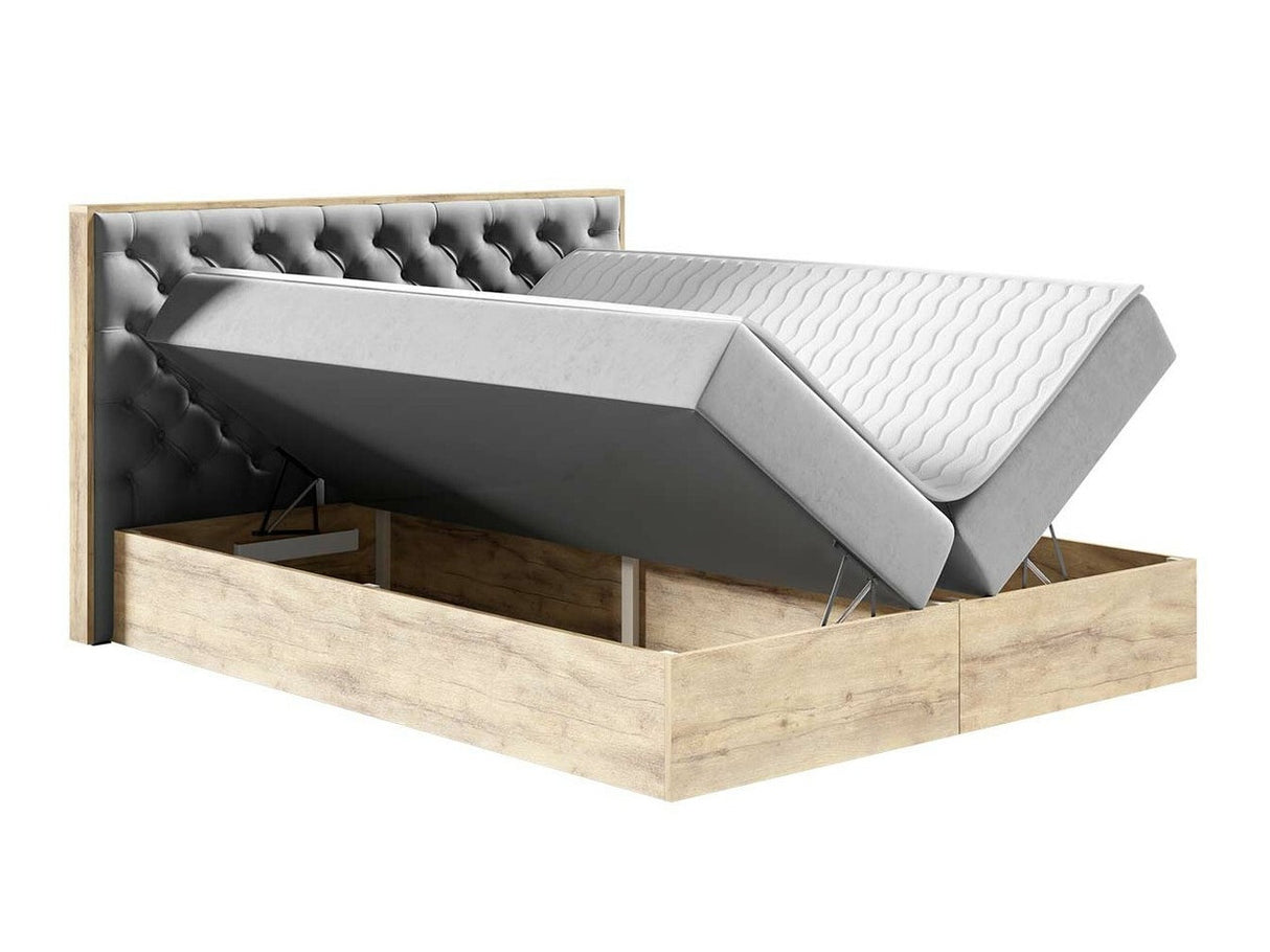 Kontinentális ágy WOOD 3 (Madaris 3), Szín: Wotan tölgy + Faro 14, Alvó felület mérete: 200 x 200 cm