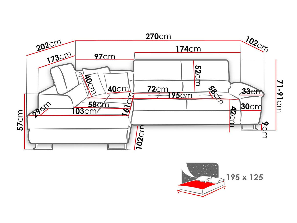 Sarokkanapé Narożnik COTERE, Szín: Poso 100, Változatok: Balos