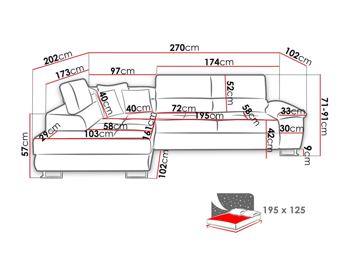 Sarokkanapé Narożnik COTERE, Szín: Poso 110, Változatok: Balos