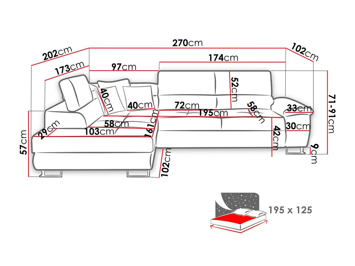 Sarokkanapé Narożnik COTERE, Szín: Poso 14, Változatok: Balos