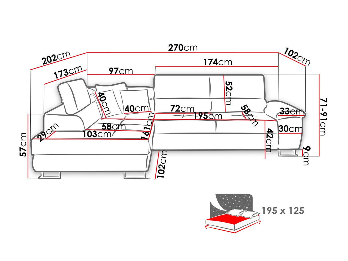 Sarokkanapé Narożnik COTERE, Szín: Poso 01, Változatok: Balos