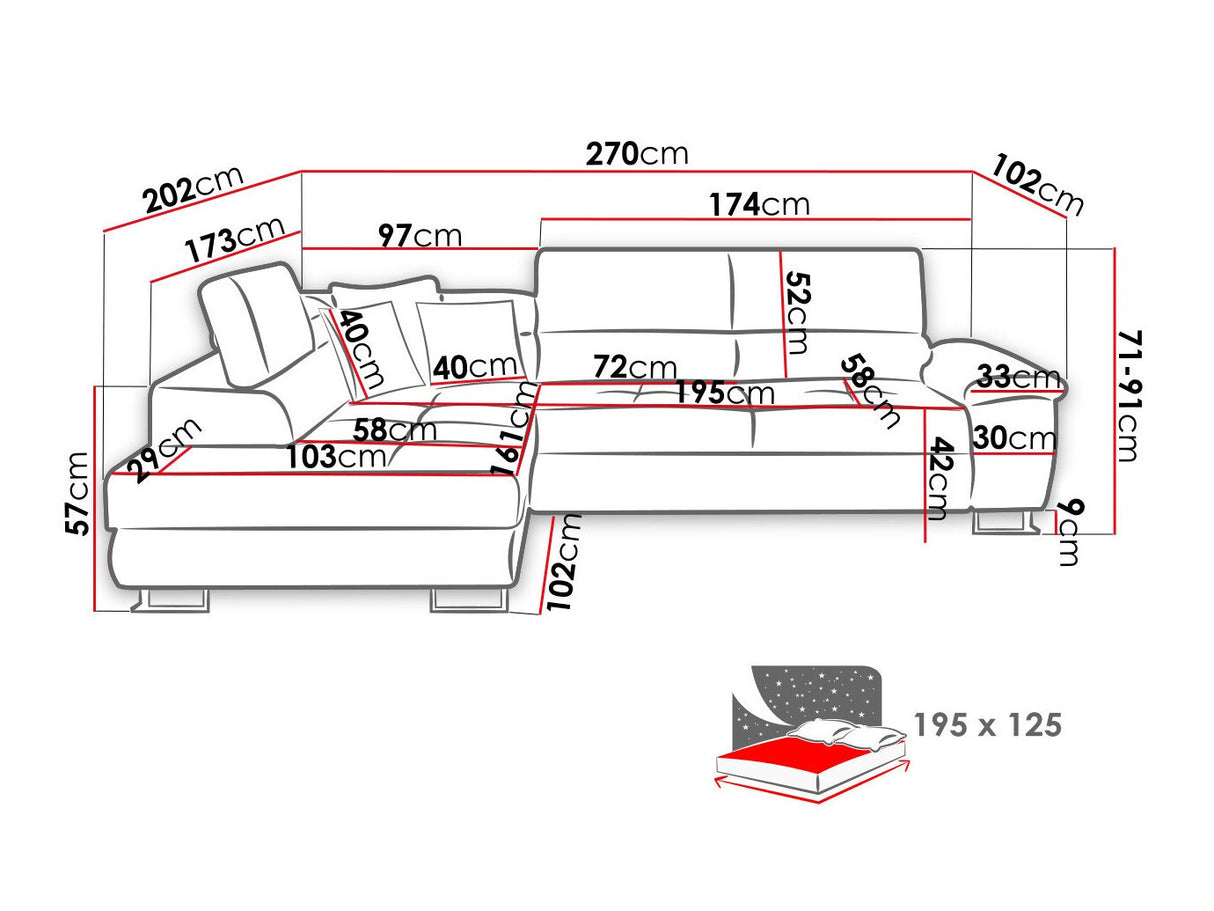 Sarokkanapé Narożnik COTERE, Szín: Poso 39, Változatok: Balos