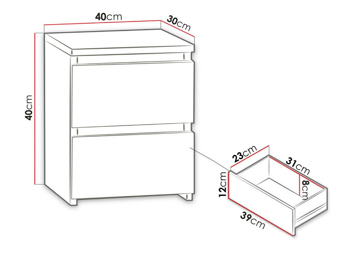 Éjjeliszekrény MALWA M2 (Osko OK2), Szín: Fekete