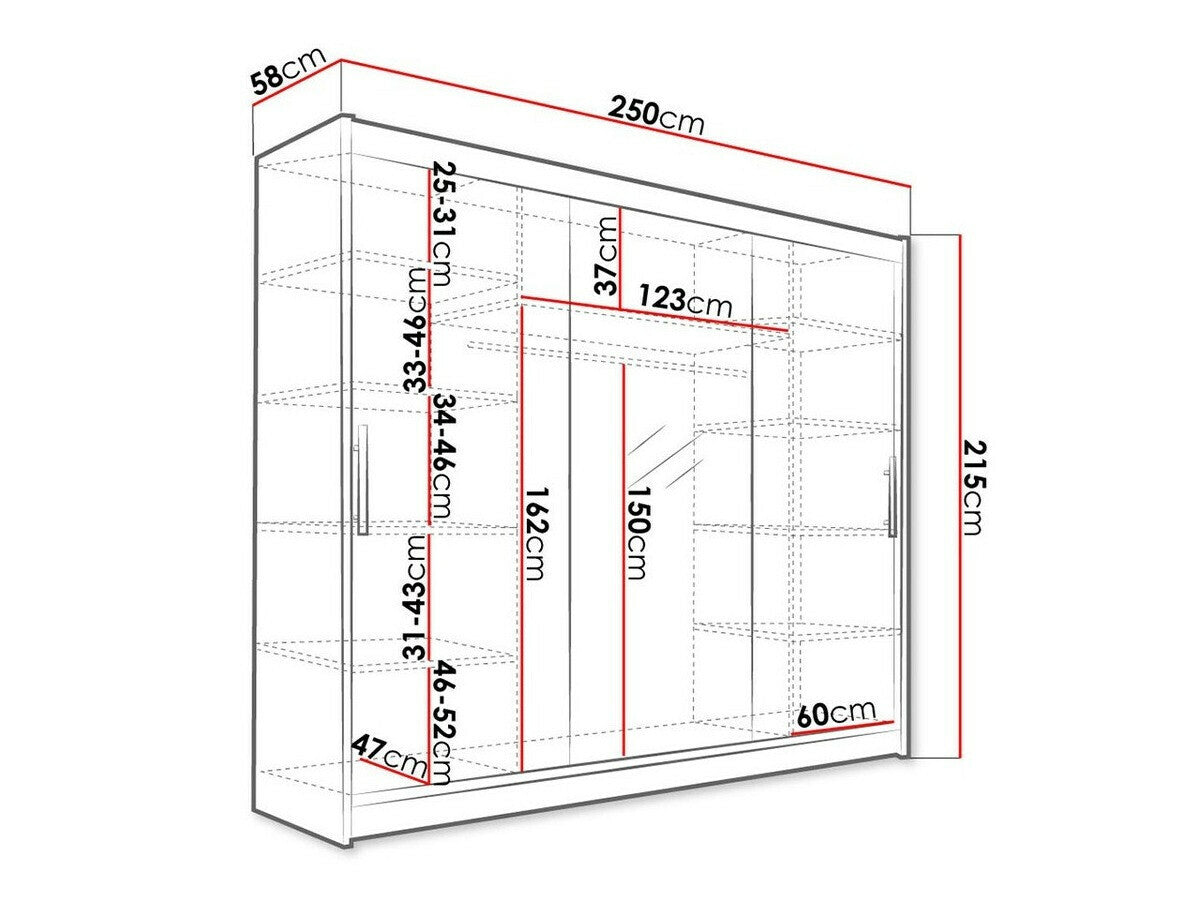 Gardróbszekrény Aston I (Dasto I), Szín: Fehér, Led világítás: Nem