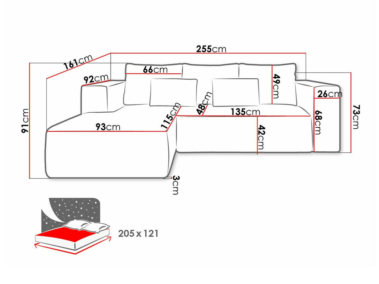 Sarokkanapé Narożnik STRIPES (Zozolia Cord), Szín: Poso 1, Változatok: Jobbos