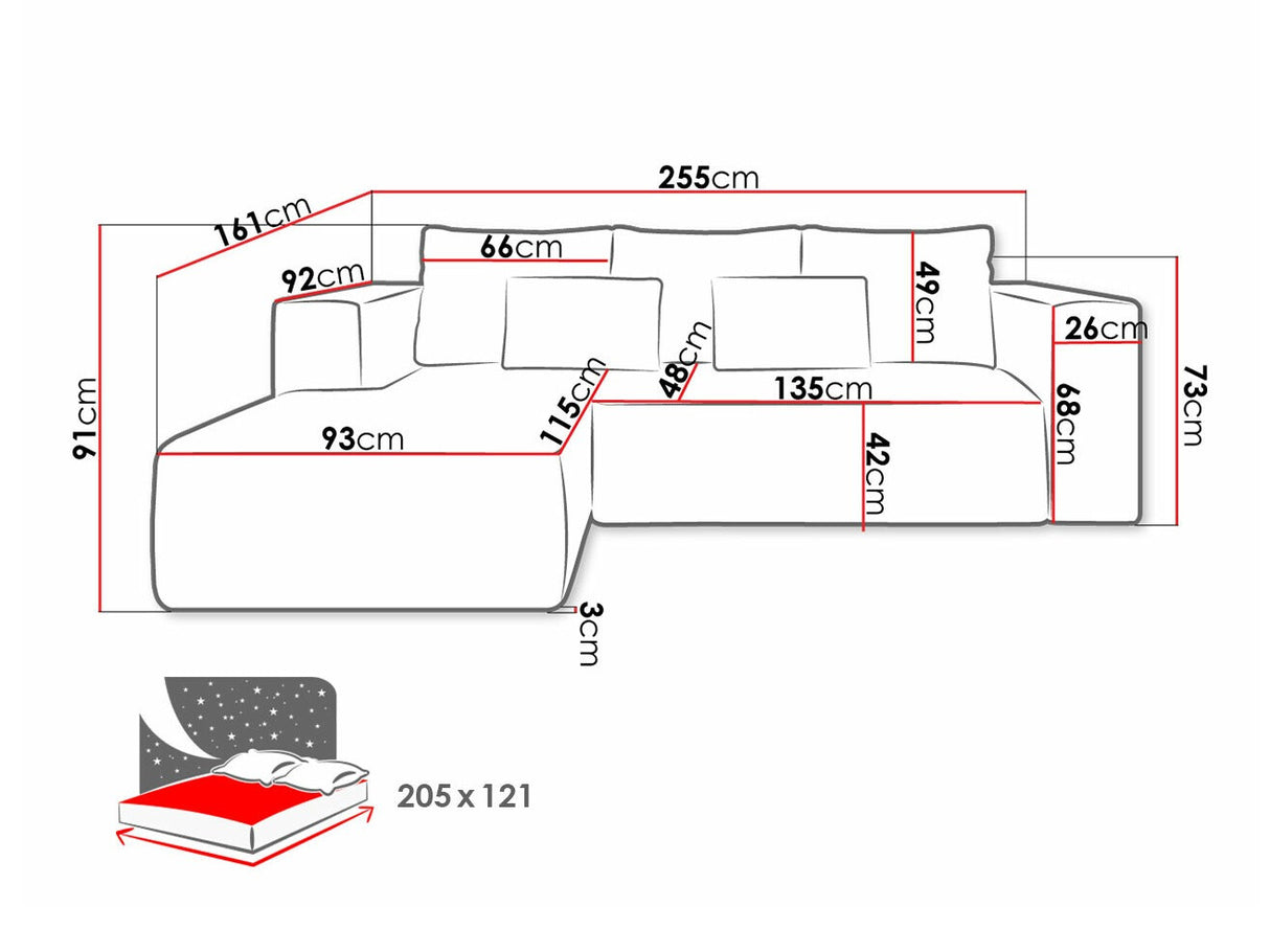 Sarokkanapé Narożnik STRIPES (Zozolia Cord), Szín: Poso 2, Változatok: Balos