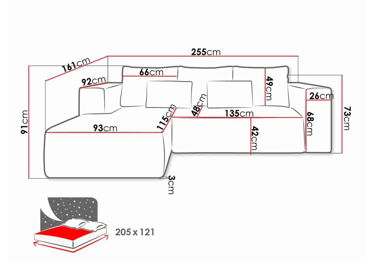 Sarokkanapé Narożnik STRIPES (Zozolia Cord), Szín: Poso 5, Változatok: Balos