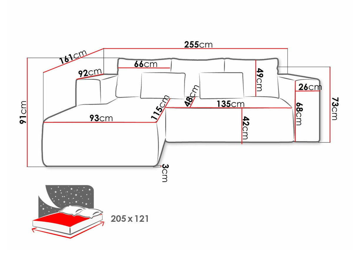 Sarokkanapé Narożnik STRIPES (Zozolia Cord), Szín: Poso 5, Változatok: Jobbos