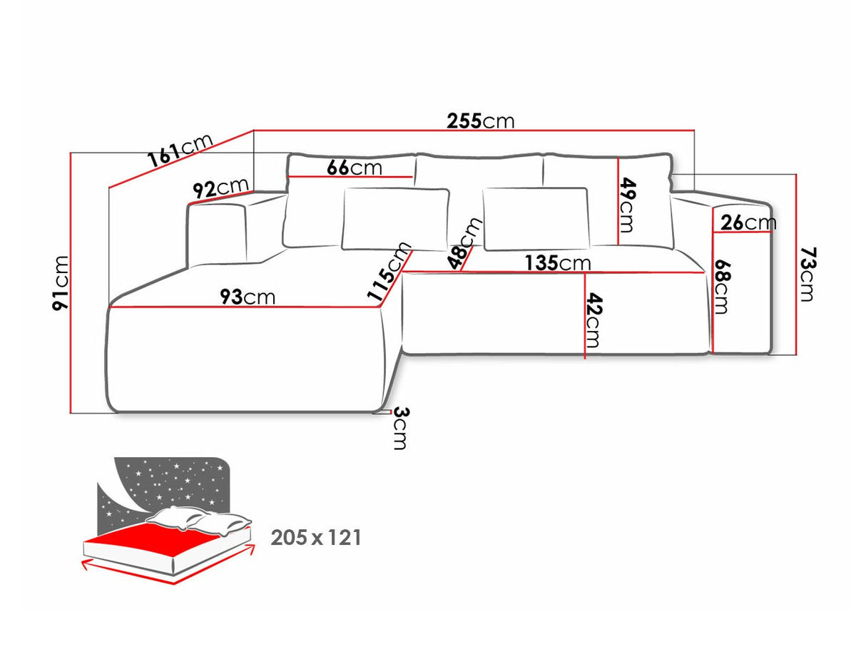 Sarokkanapé Narożnik STRIPES (Zozolia Cord), Szín: Poso 14, Változatok: Balos