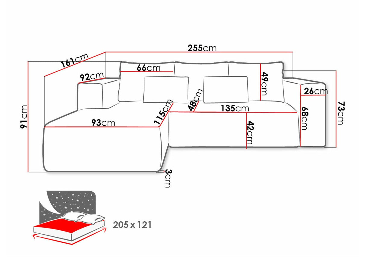 Sarokkanapé Narożnik STRIPES (Zozolia Cord), Szín: Poso 27, Változatok: Balos