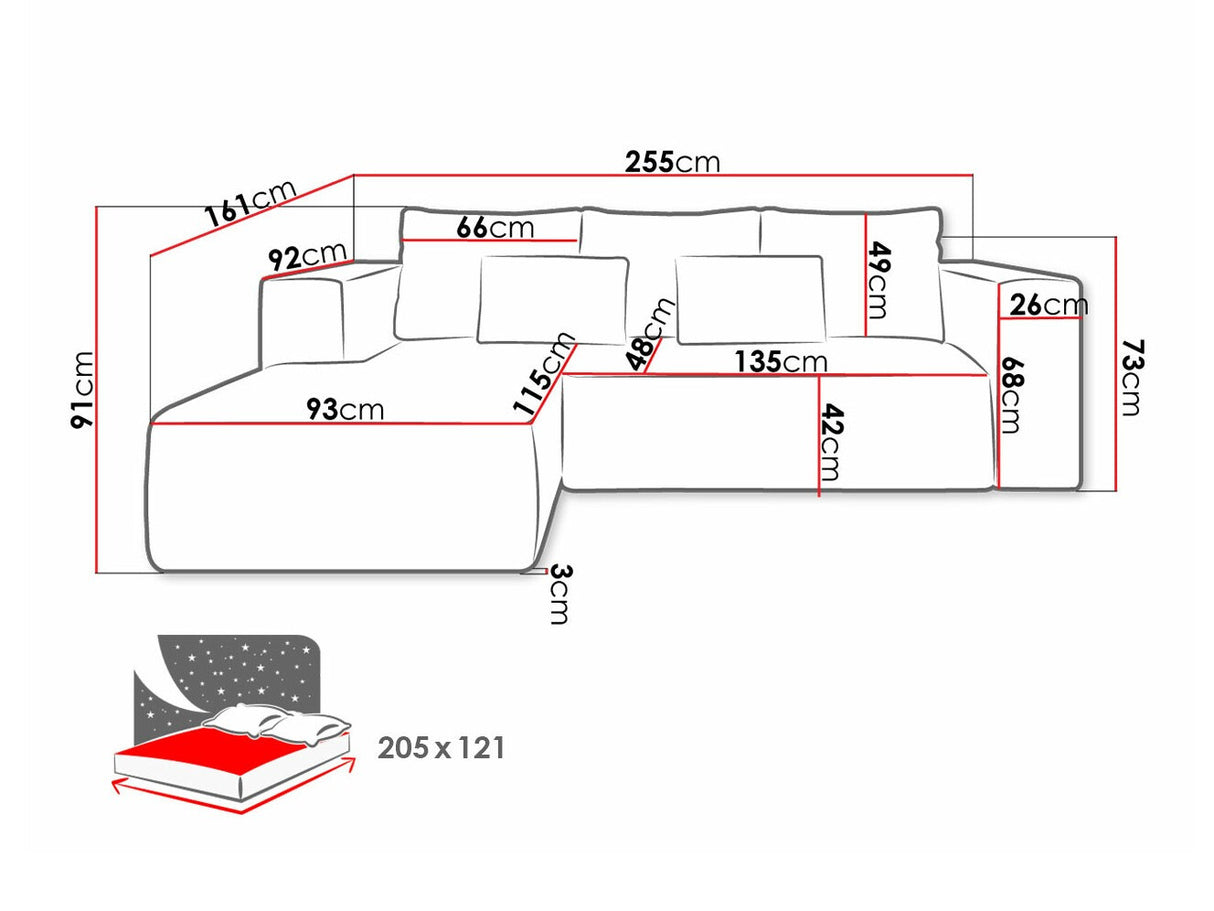 Sarokkanapé Narożnik STRIPES (Zozolia Cord), Szín: Poso 27, Változatok: Jobbos