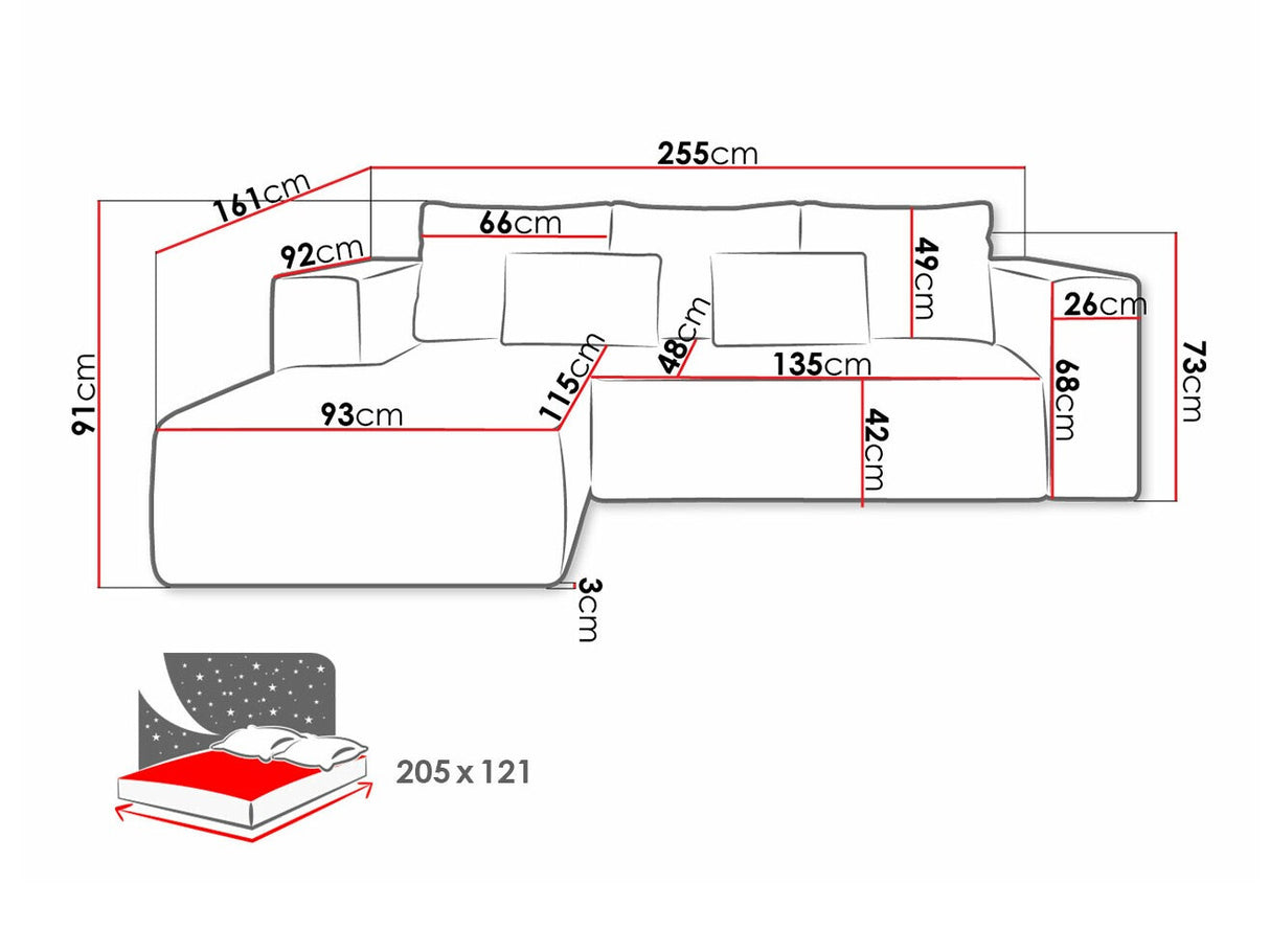 Sarokkanapé Narożnik STRIPES (Zozolia Cord), Szín: Poso 34, Változatok: Balos