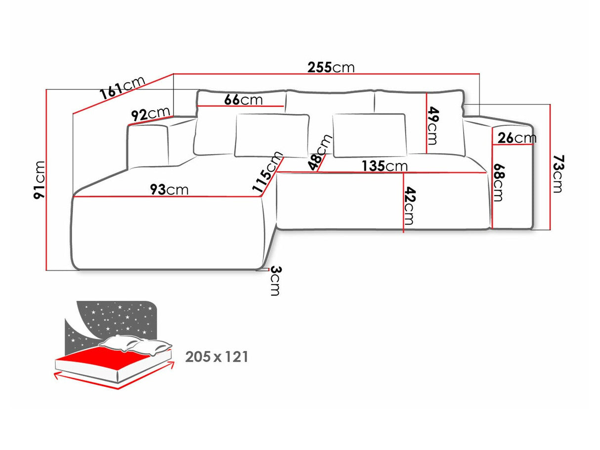 Sarokkanapé Narożnik STRIPES (Zozolia Cord), Szín: Poso 34, Változatok: Jobbos