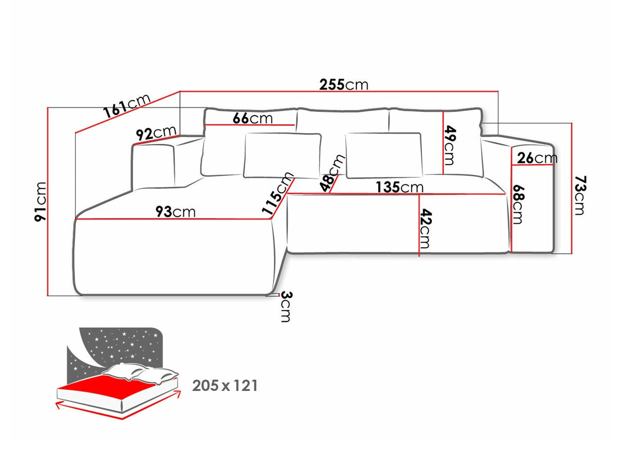 Sarokkanapé Narożnik STRIPES (Zozolia Cord), Szín: Poso 55, Változatok: Balos