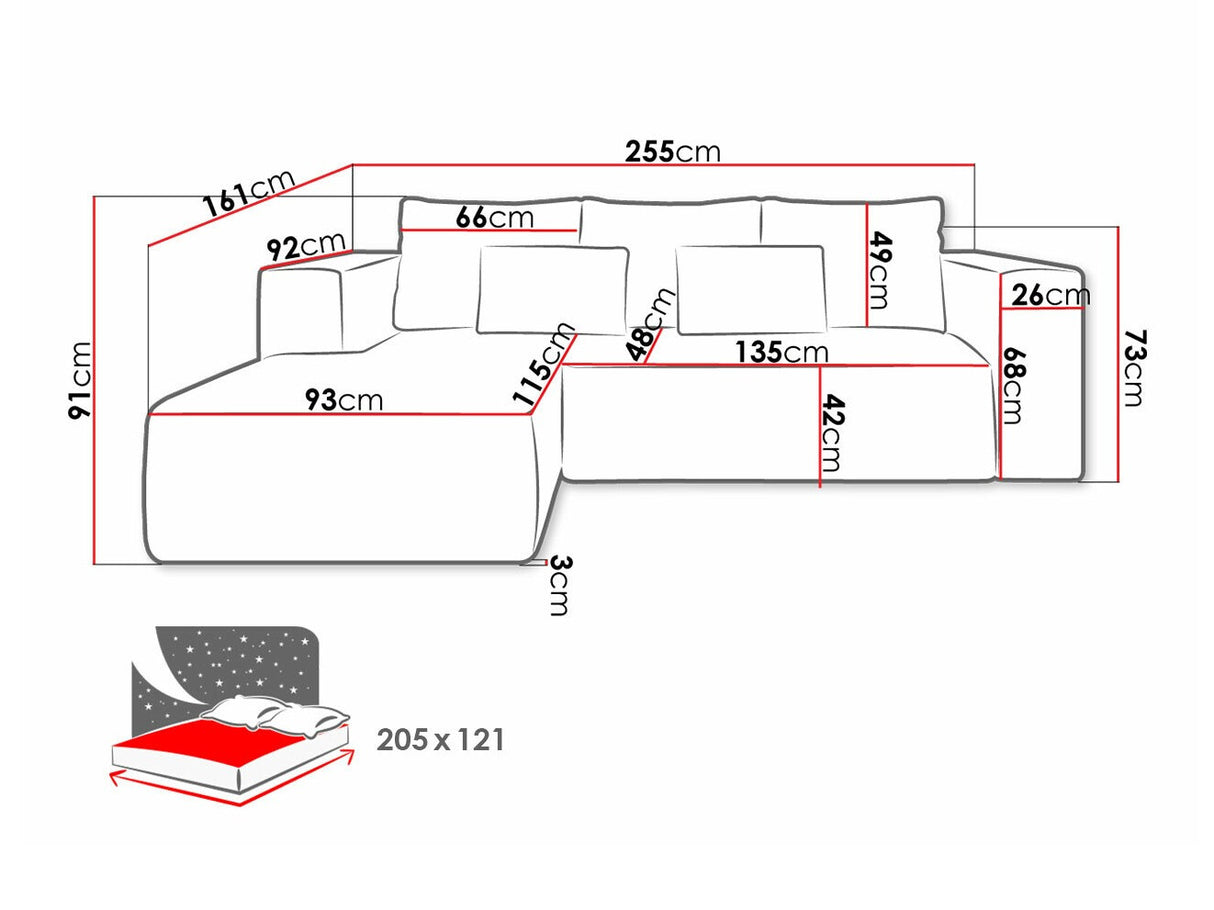 Sarokkanapé Narożnik STRIPES (Zozolia Cord), Szín: Poso 100, Változatok: Balos